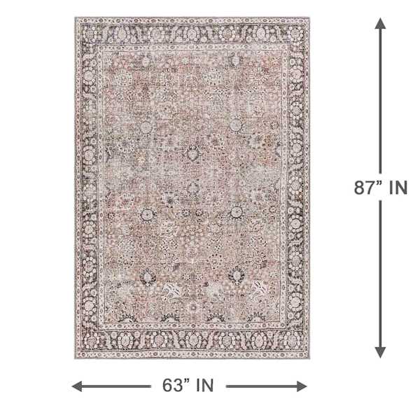 (B784) Providence Colin Multi Floral Washable Area Rug, 5x7