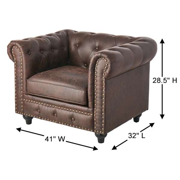 Providence Chesterfield Brown Faux Leather Tufted Accent Chair