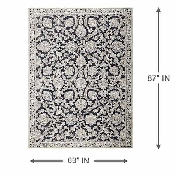 (B845) Providence Tiffany Grey Floral Area Rug, 5x7