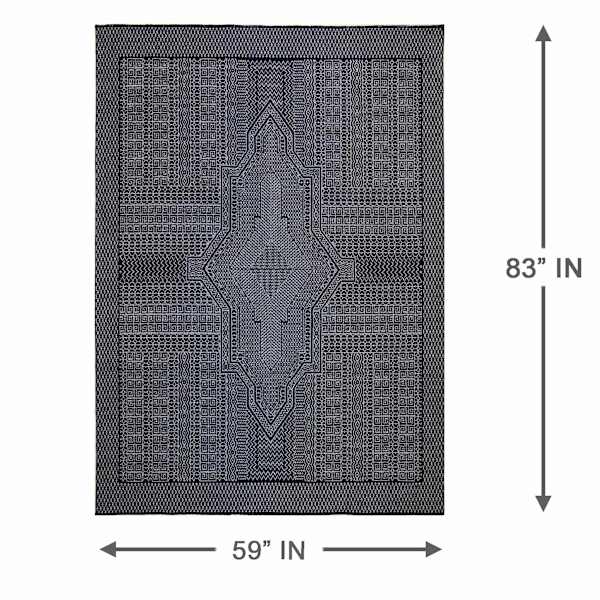 (B840) Found & Fable Bodrum Grey Tribal Medallion Area Rug, 5x7