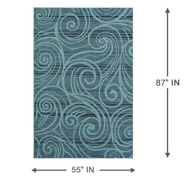 (E530) Magic Blue Wave Outdoor Area Rug, 5x7