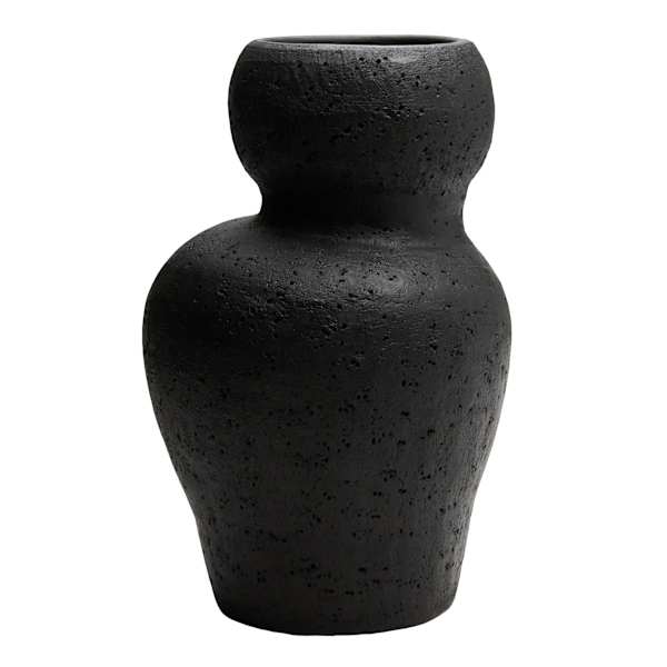 Large Black Terracotta Vase, 5.9x11