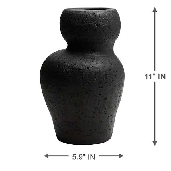 Large Black Terracotta Vase, 5.9x11