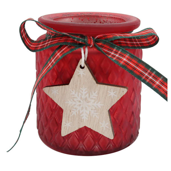 Homespun Red Metallic Glass Candle Holder, 3x3.5