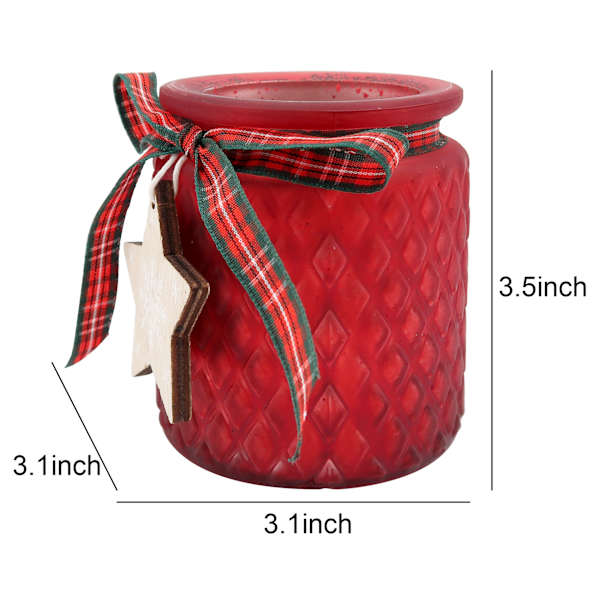 Homespun Red Metallic Glass Candle Holder, 3x3.5