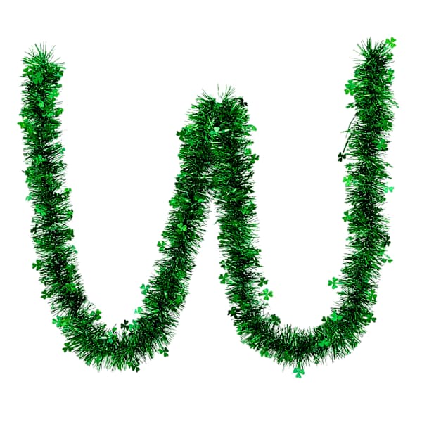 Tinsel Shamrock Garland, 12'