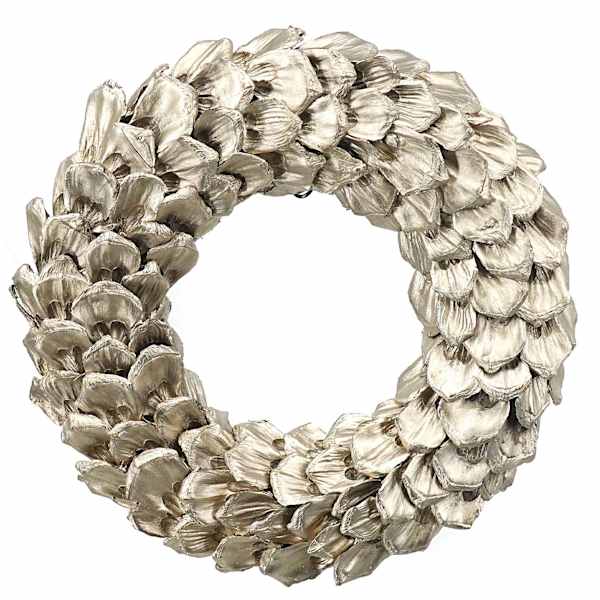 Golden Noel Champagne Pine Cone Wreath