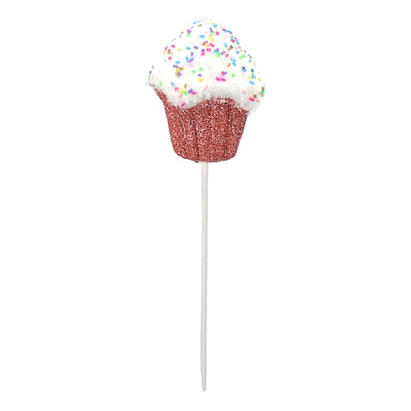 Pink Glittered Cupcake Pick, 3x14