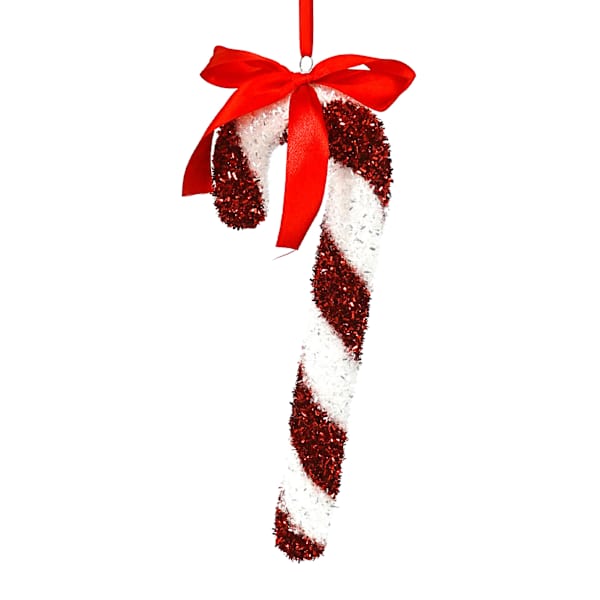 Peppermint Swirl Glitter Candy Cane Ornament, 3x10