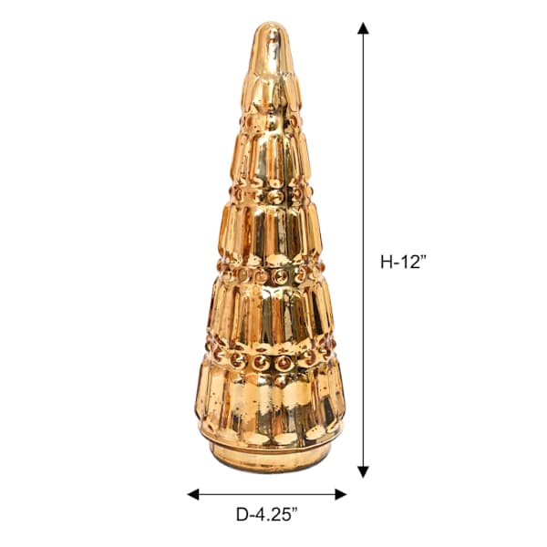 Golden Noel Gold Mercury Glass Tree, 12"