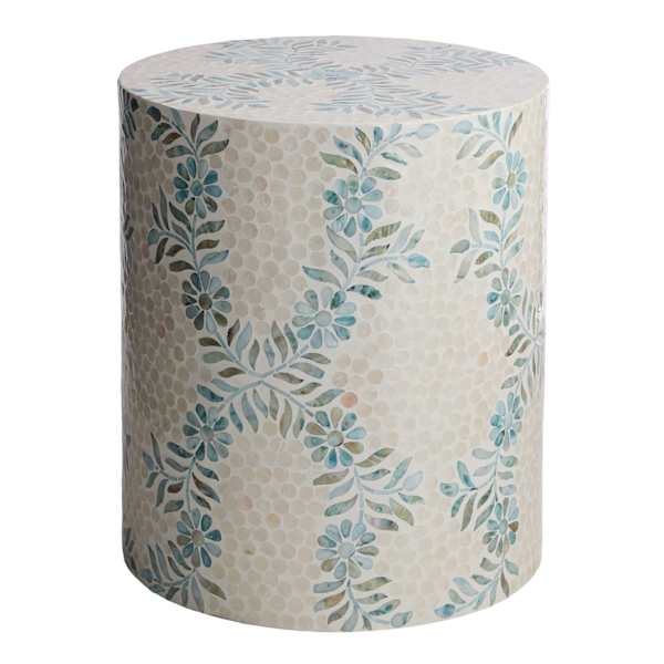 Floral Mother of Pearl & Capiz Accent Table, White