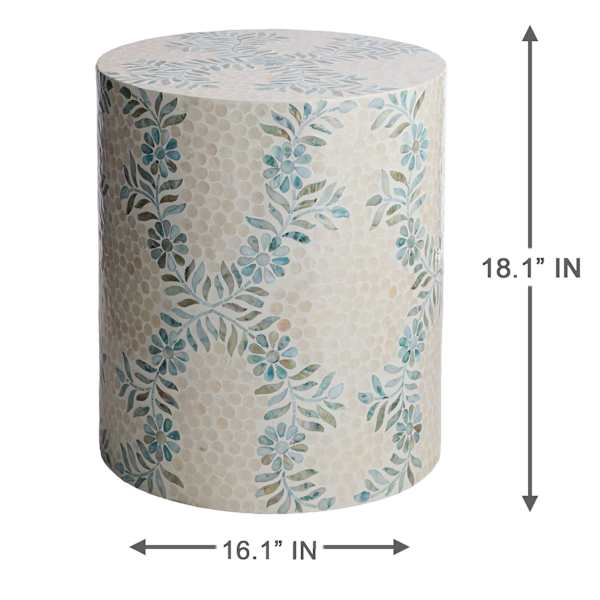 Floral Mother of Pearl & Capiz Accent Table, White