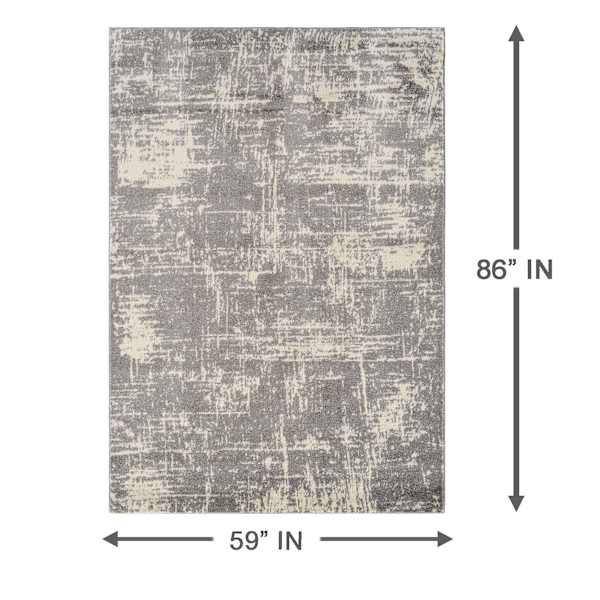 (D421) Grey & Ivory Modern Hatch Design Area Rug, 5x7