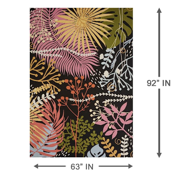 (E501) Multicolored Floral Blossoms Outdoor Area Rug, 5x8