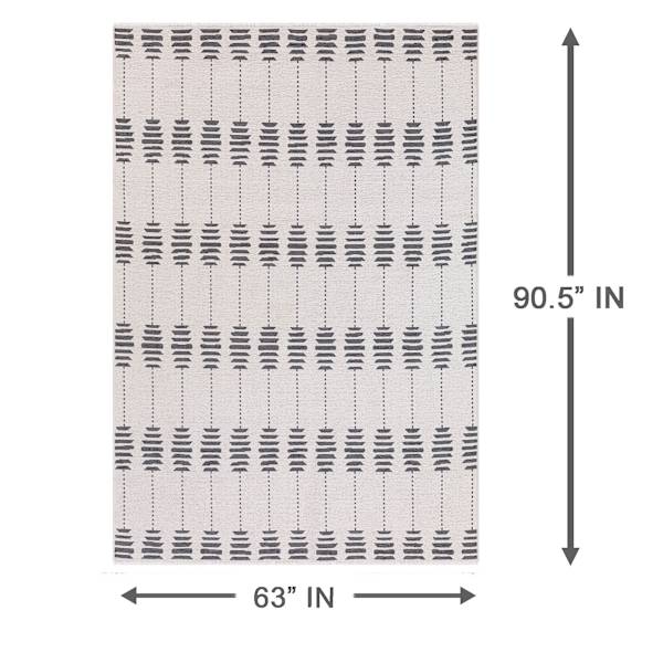 (D613) Tracey Boyd Palermo Grey & White Washable Area Rug, 5x8