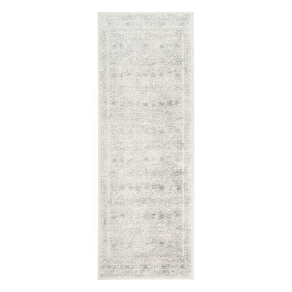 (D487) Providence Roma Ivory & Grey Medallion Runner, 2x7