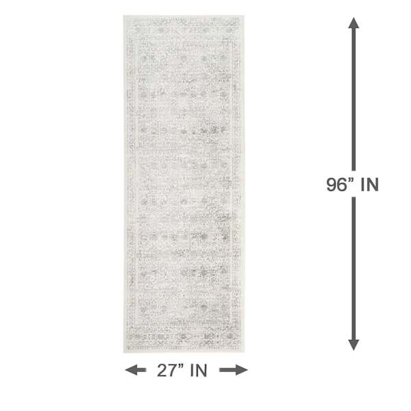 (D487) Providence Roma Ivory & Grey Medallion Runner, 2x7