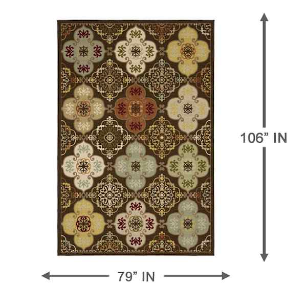 (D622) Bellmoor Multicolor Ogee Area Rug, 7x9