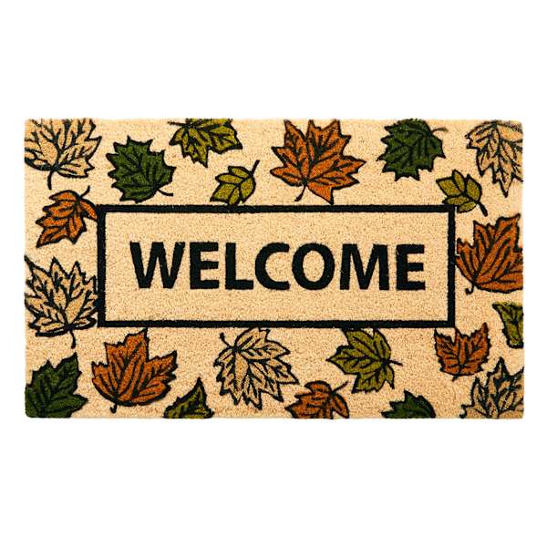 Welcome Fall Leaves Coir Mat, 18x30