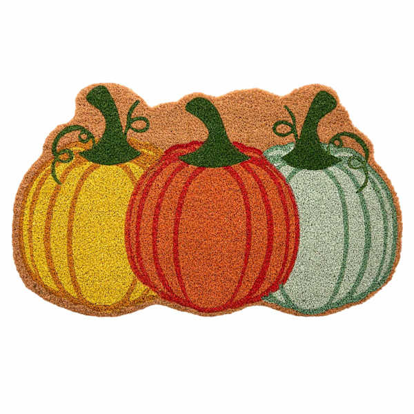 Homespun Harvest Pumpkin Trio Shaped Coir Mat, 18x30