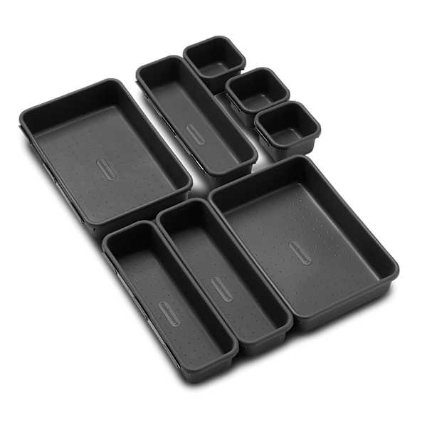 8-Piece Black Interlocking Bin Pack