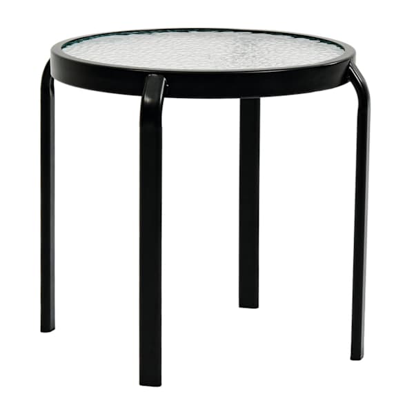 Wavy Glass Patio Side Table, Black
