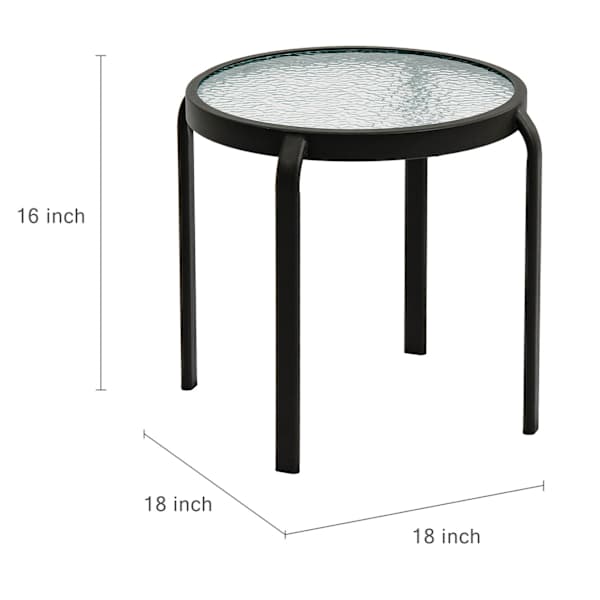 Wavy Glass Patio Side Table, Brown