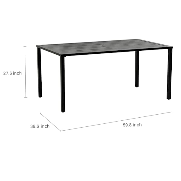 Grammercy Rectangle Patio Dining Table, Black