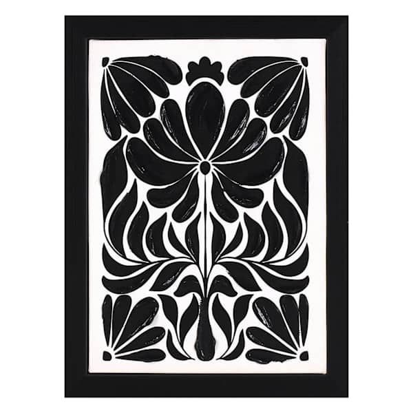 Enlarged Black Floral Framed Canvas Box Sign, 6x8