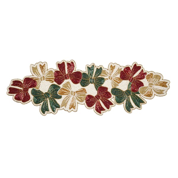 Fully Beaded Bow Table Runner, 36x13