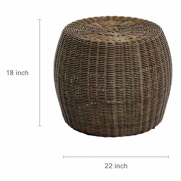 Wicker Woven Outdoor Ottoman, Espresso Natural