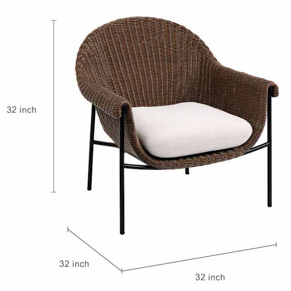 3-Piece Grenada Chat Set, Brown Wicker with Natural Canvas Cushions