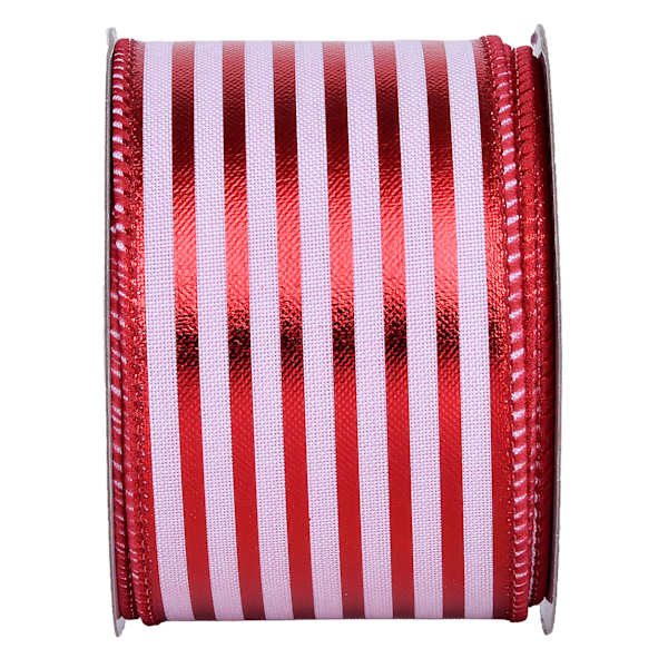 2.5" Red & Pink Striped Ribbon, 10yd