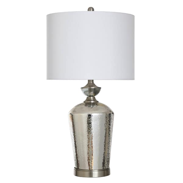 Hammered Chrome Large Lamp with Shade, 29"