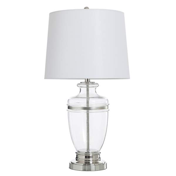 Clear Seeded Glass Lamp with Shade, 30"
