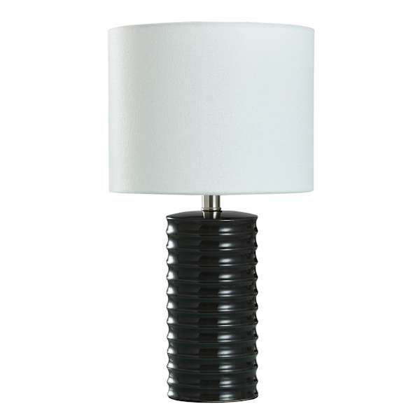 Black Ceramic Small Lamp with Shade, 19"