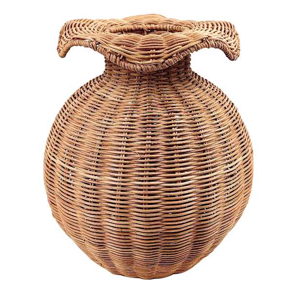 Natural Rattan Scalloped Lip Vase, 13"