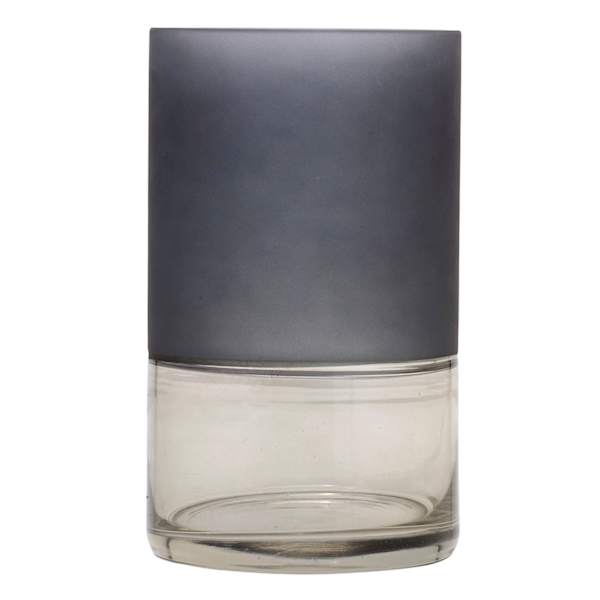 Ele Clear Grey Glass Top Cylinder Vase, 8"