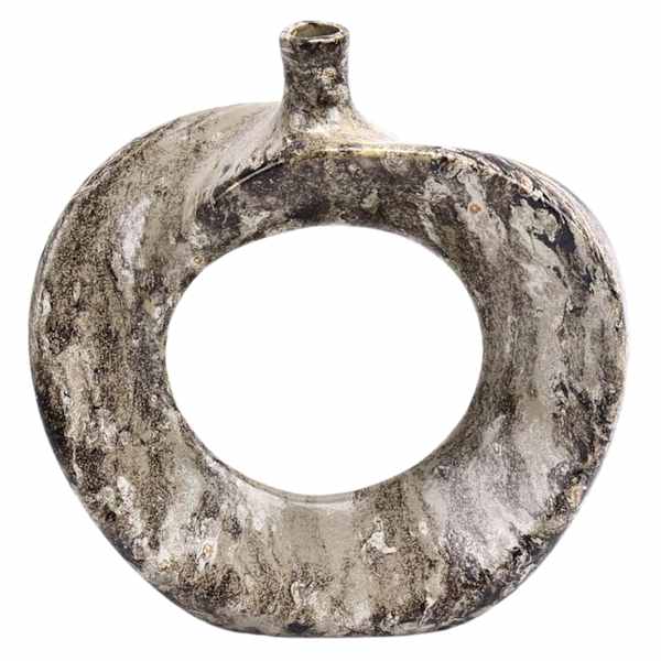 Faux Granite Circle Ceramic Vase, 9.5"