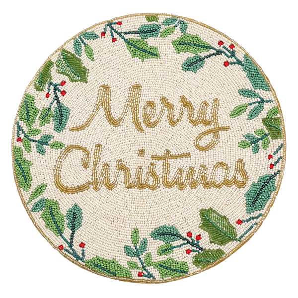 Classic Christmas Merry Christmas Beaded Placemat, 14"