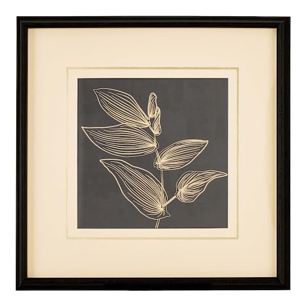 Glass Framed Florals & Gold Floral Watercolor Wall Art, 31"