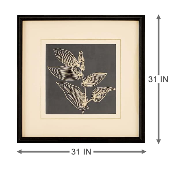 Glass Framed Florals & Gold Floral Watercolor Wall Art, 31"