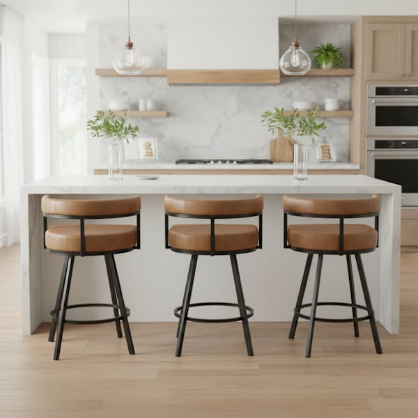 Set of 3 Noah Cognac Counter Stools