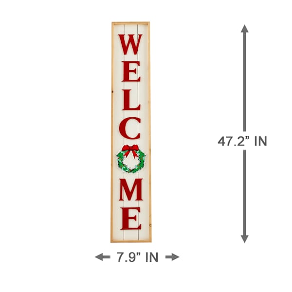 Homespun Red Christmas Welcome Leaner, 60'