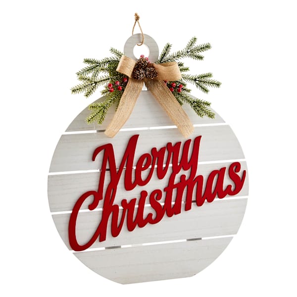Homespun Red Merry Christmas Ornament Leaner, 2'