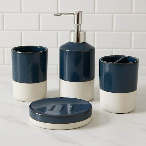 Honeybloom Blue Glazed Bathroom Set