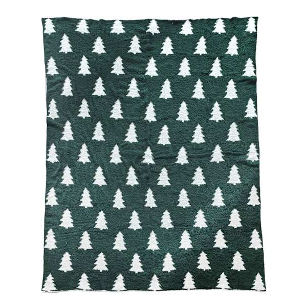 Green Christmas Tree Reversible Throw Blanket, 50x60