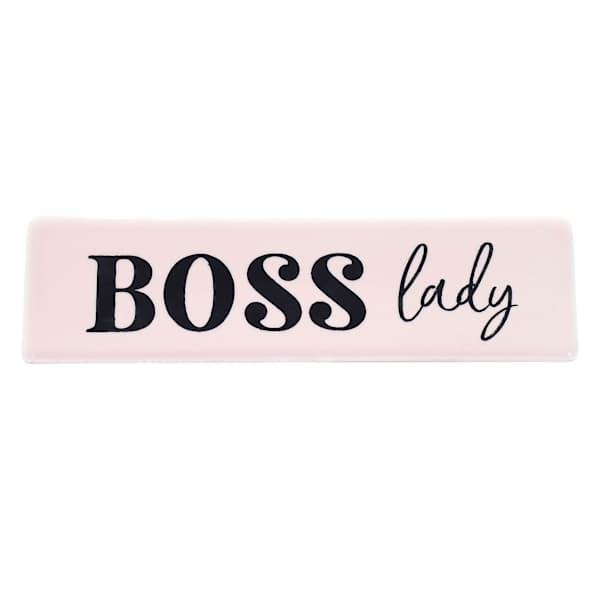 Pink Ceramic Boss Lady Block Sign, 2x7