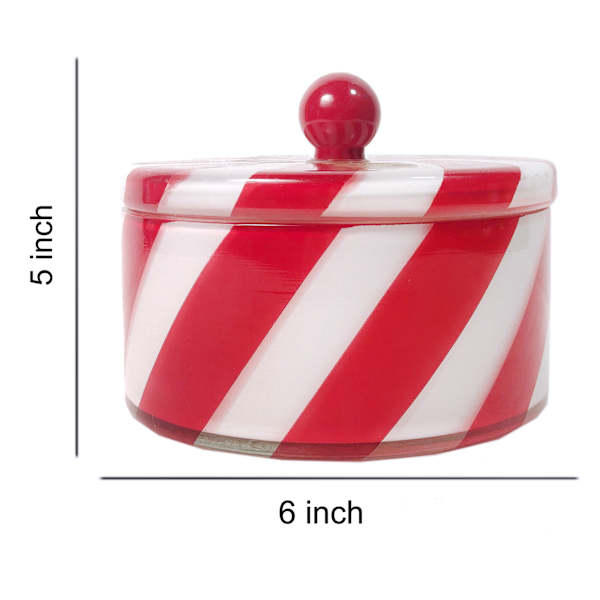 Red & White Glass Container, 5"