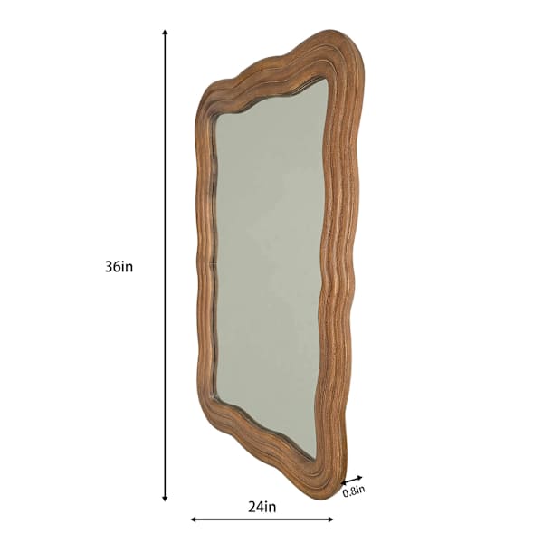Walnut Wavy Wall Mirror, 24x36